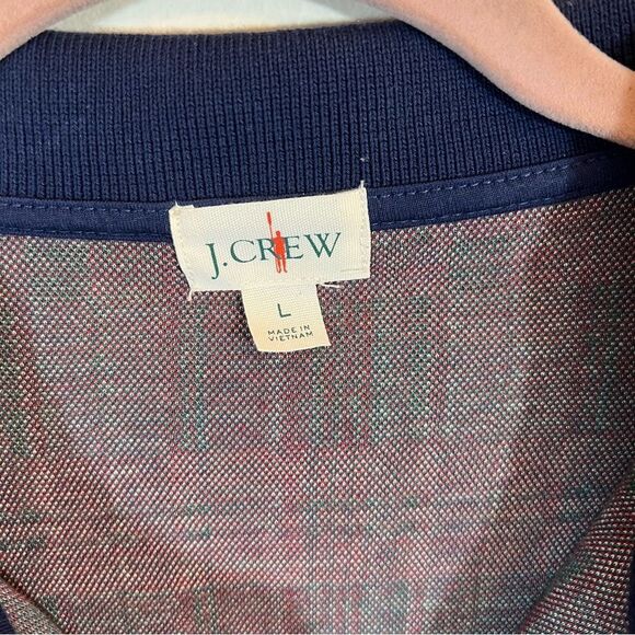 ✨ J. Crew Men’s Plaid Long Sleeve Polo Shirt Double Knit Jacquard Large Sweater - Picture 3 of 11